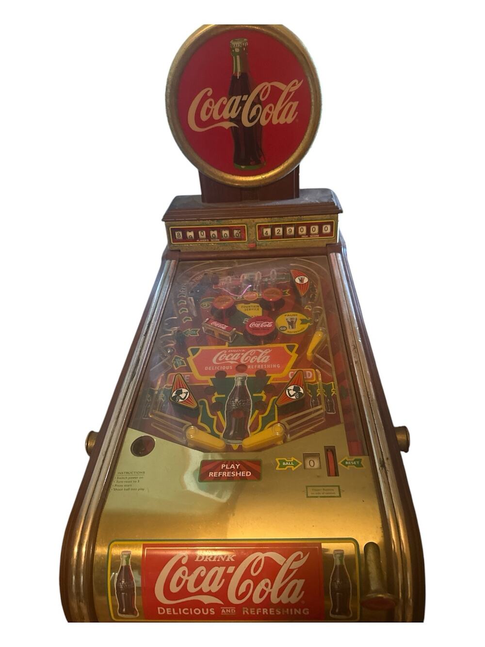 Vintage Table Top Coca Cola Pin Ball Machine